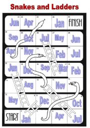 English Worksheet: Snakes and Ladders Months of the Year Boardgame