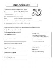 English Worksheet: Present Continuous