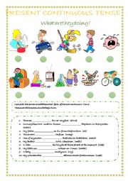 English Worksheet: Present Continuous Tense