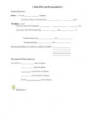 English Worksheet: Snowhite and the seven dwarfs