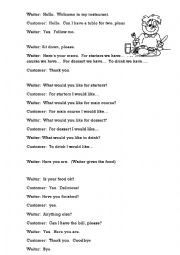 English Worksheet: GOING TO A RESTAURANT