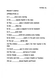 English Worksheet: present simple affirmative form