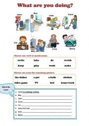 English Worksheet: What are you doing?  Present Continuous Tense