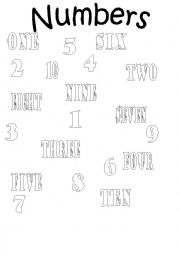 English Worksheet: Matching numbers 1-10