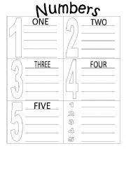 spelling numbers 1-5