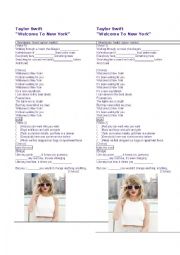 English Worksheet: Taylor Swift Welcome to New York