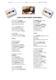 English Worksheet: Living in the Moment (Jason Mraz)