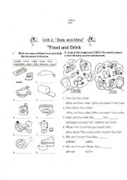 English Worksheet: Food and drinks exercises