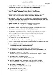 English Worksheet: Common American Idioms