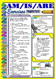 English Worksheet: AM / IS / ARE  - negative form 