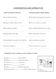 English Worksheet: Comparatives and superlatives - exercises