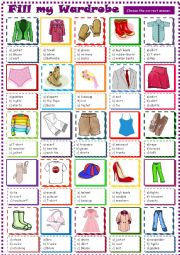 English Worksheet: Fill my Wardrobe