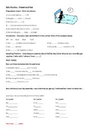 English Worksheet: Daily routine -Present and past verbs