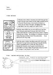English Worksheet: Reading text about have got and has got