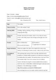 English Worksheet: The weather lesson plan