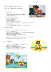 English Worksheet: Talking About my Vacation