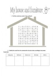 English Worksheet: my house and furniture