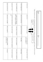 English Worksheet: Get to know you bingo