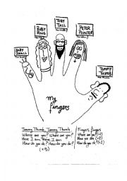 English Worksheet: My fingers - Face deiscription + Song