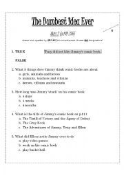 English Worksheet: The Dumbest Idea Ever - Quiz 2