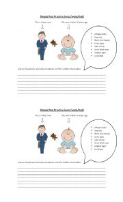 English Worksheet: simple past (was/were)