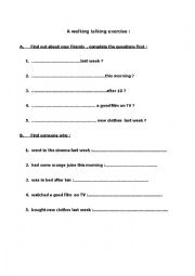 English Worksheet: walking talking simple past