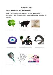 English Worksheet: superstitions