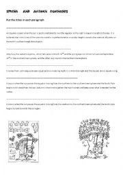 English Worksheet: Spring and autumn Equinoxes