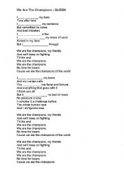English Worksheet: We are the champions - Song Activity