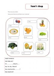 English Worksheet: shopping at the greengrocers part 2