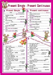 Present Simple - Present Continuous - ESL worksheet by vickyvar