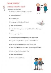 English Worksheet: Interview to a native speaker. Speaking