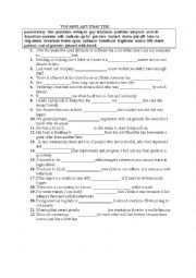 English Worksheet: vocabulary practce for hgh school