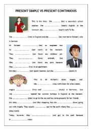 English Worksheet: PRESENT SIMPLE OR CONTINUOUS