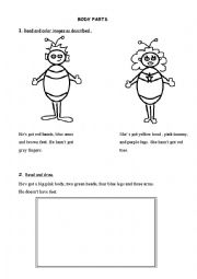 English Worksheet: Body parts + s got