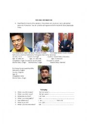 English Worksheet: Personal Information Cards