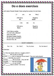 English Worksheet: do does use