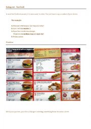 English Worksheet: Eating out fast food