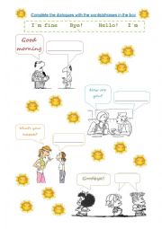 English Worksheet: Greetings and farewells