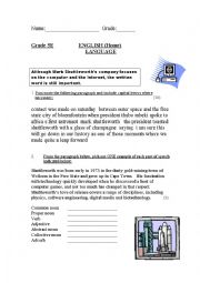 English Worksheet: Shuttleworth grammar