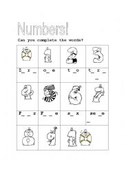 English Worksheet: Numbers