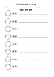 English Worksheet: What time is it