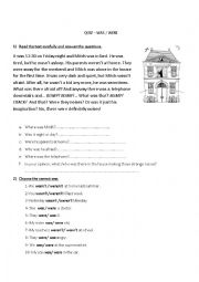 English Worksheet: Revision Was-Were