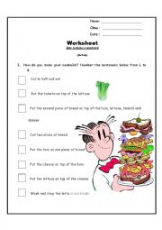 English Worksheet: How to make a sandwich