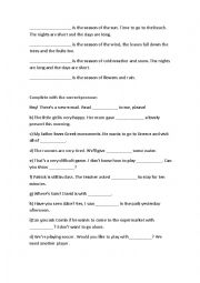 English Worksheet: Adverbs of place manner and time