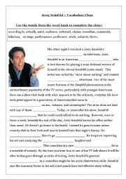 English Worksheet: Jerry Seinfeld Vocabulary Cloze