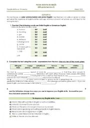 English Worksheet: test 10th graders
