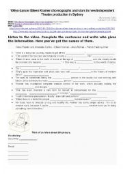 English Worksheet: Listening dancer Eileen Kramer