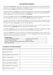 English Worksheet: Louis Armstrong biography