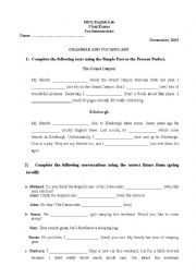English Worksheet: Grammar Practice: Simple Past vs Present Perfect, Conditionals, Future forms